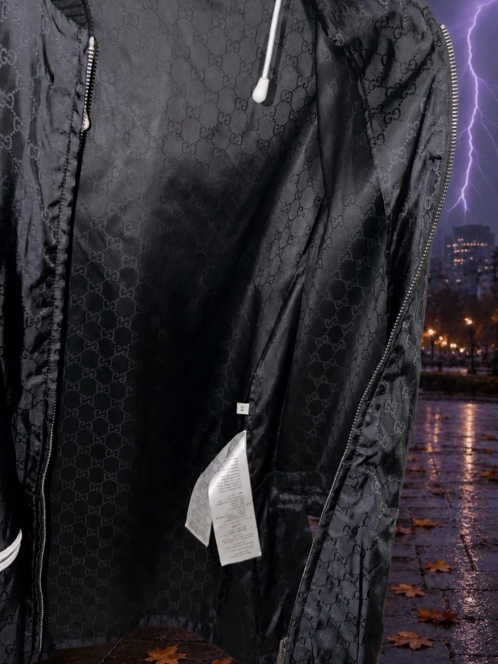 Gucci GG Monogram Nylon Hooded Jacket 48/M